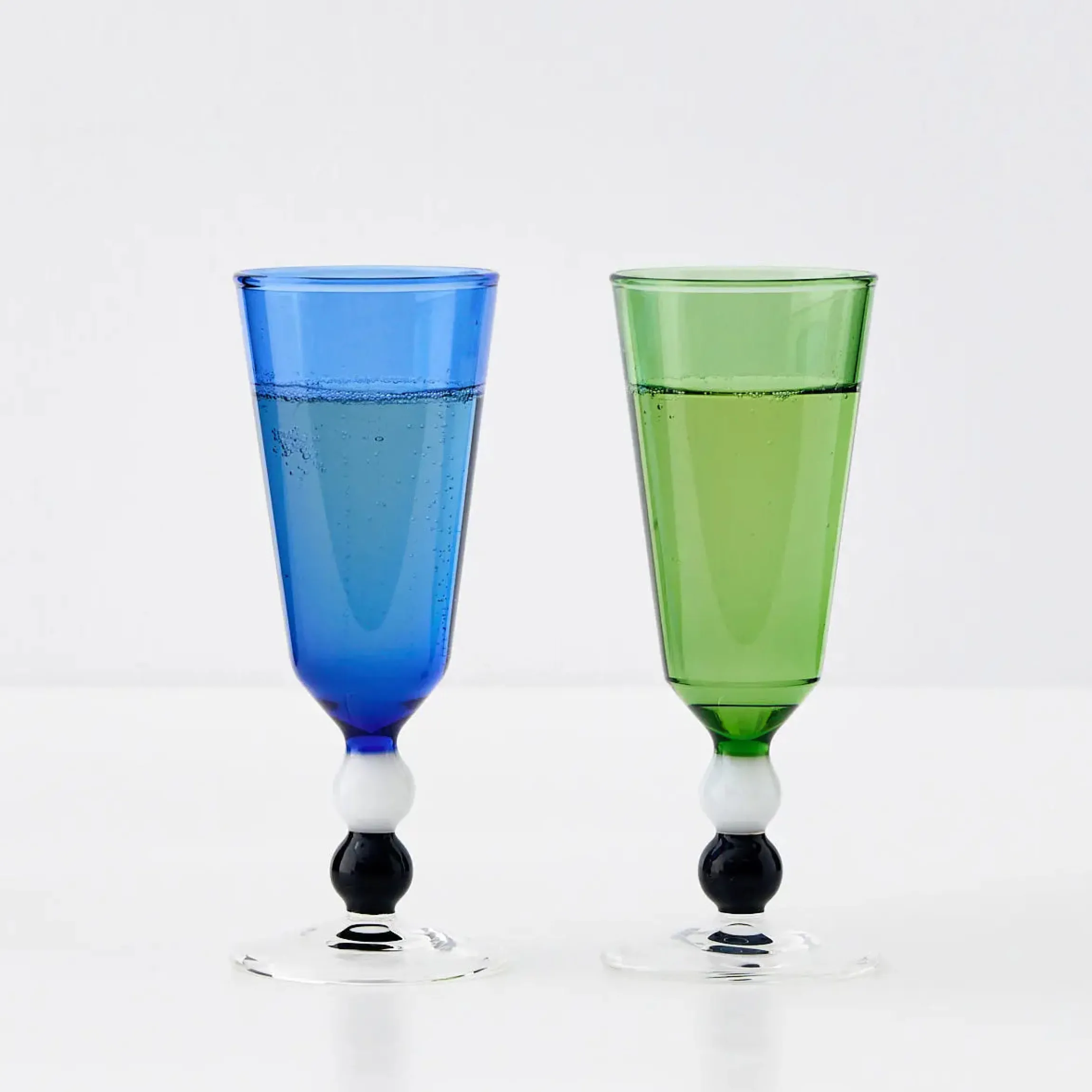 GigiandTom Allegra Champagne Glass Duo Navy/Emerald| Drink & Barware