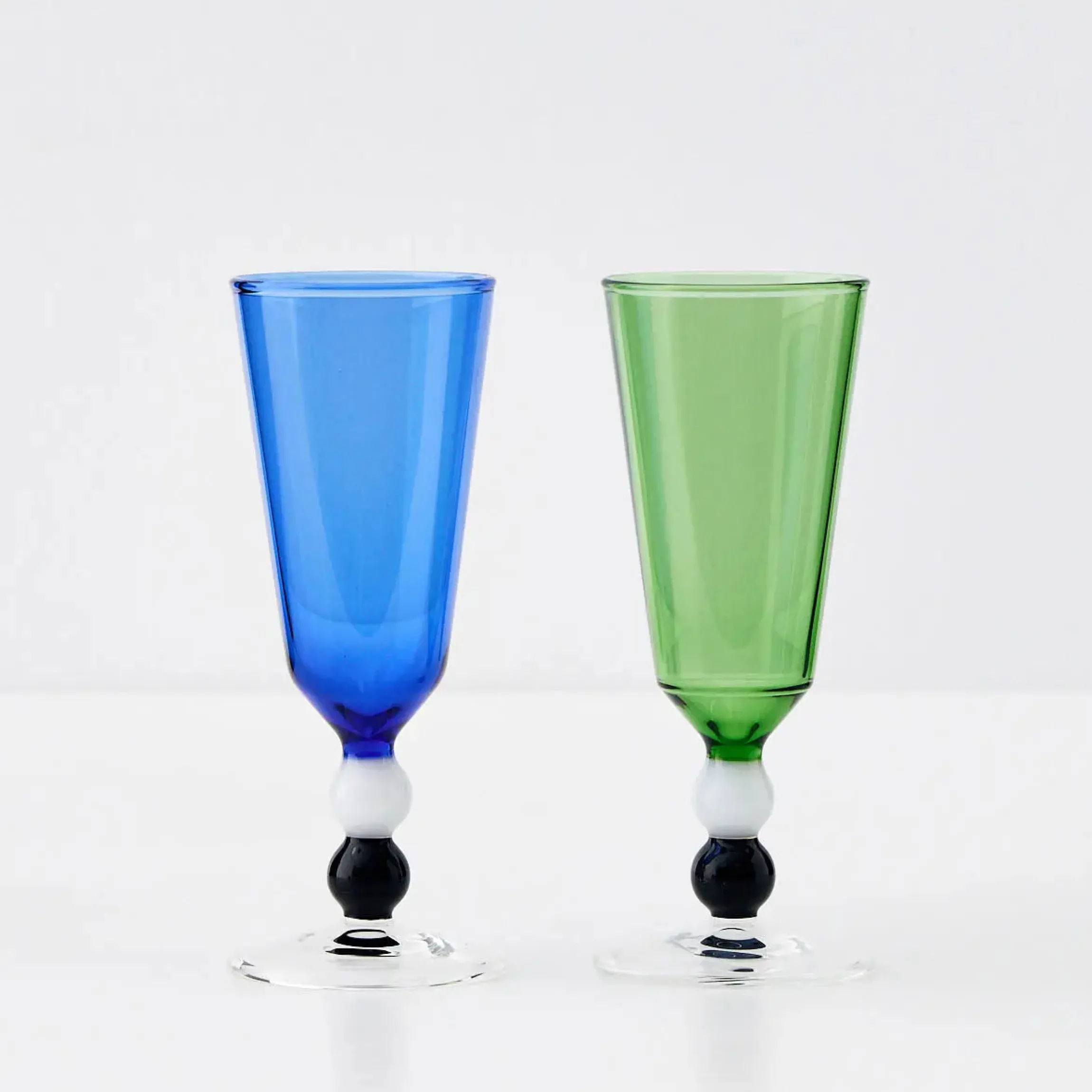 GigiandTom Allegra Champagne Glass Duo Navy/Emerald| Drink & Barware