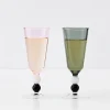 GigiandTom Allegra Champagne Glass Duo Smoke/Pink| Drink & Barware