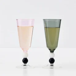 GigiandTom Allegra Champagne Glass Duo Smoke/Pink| Drink & Barware