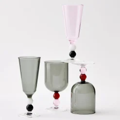 GigiandTom Allegra Champagne Glass Duo Smoke/Pink| Drink & Barware