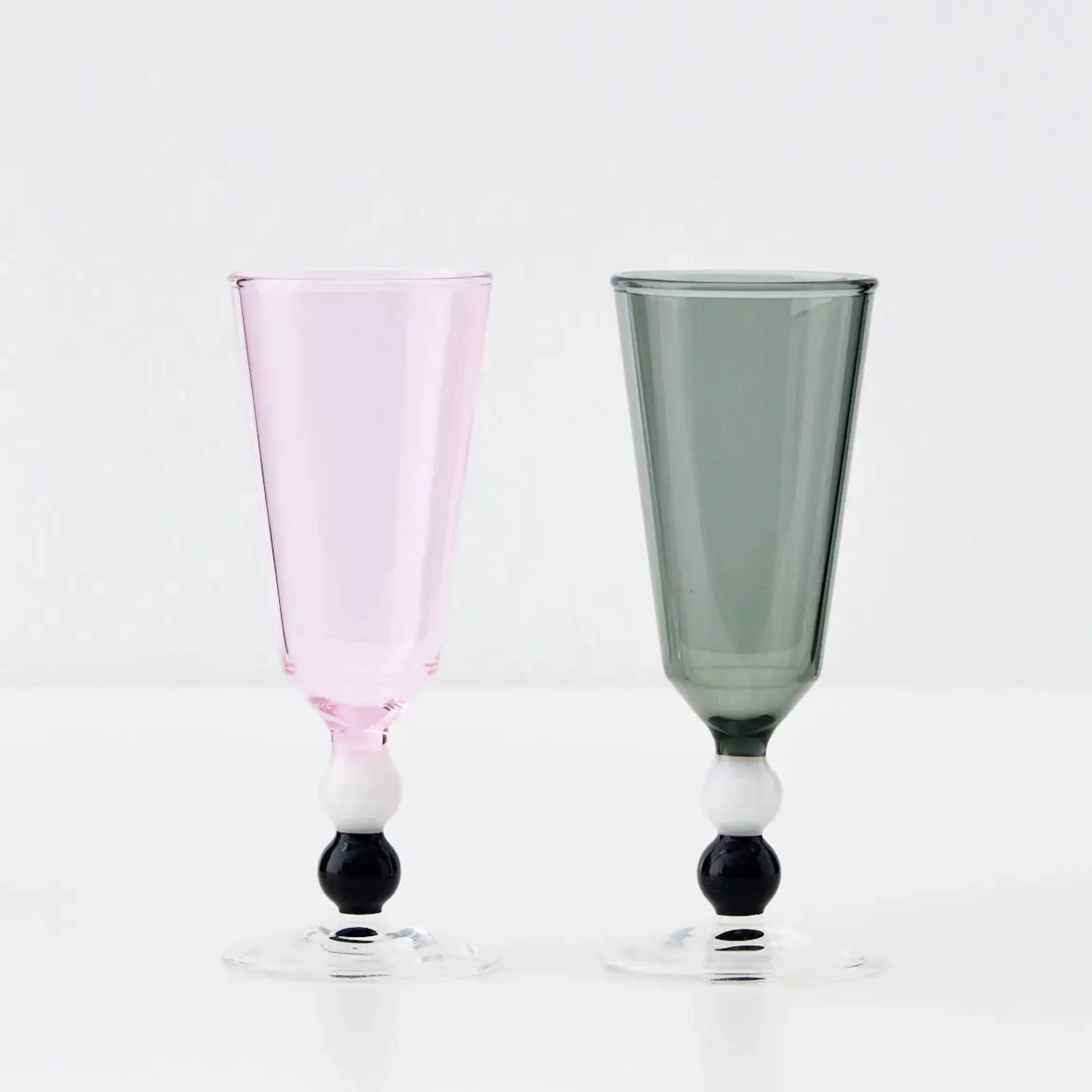 GigiandTom Allegra Champagne Glass Duo Smoke/Pink| Drink & Barware