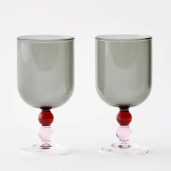 GigiandTom Allegra Wine Glass Duo Smoke| Drink & Barware