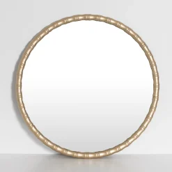 GigiandTom Bamboo Round Wooden Wall Mirror Gold| Furniture, Mirrors & Lighting