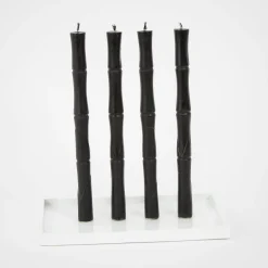 GigiandTom Bamboo Taper Candle 4 Pack Black| Candles & Candle Holders