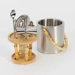 GigiandTom Bamboozled Ice Bucket & Bar Tool Kit Steel/Timber| Drink & Barware