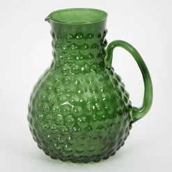GigiandTom Bead Glass Drink Pitcher Green| Drink & Barware