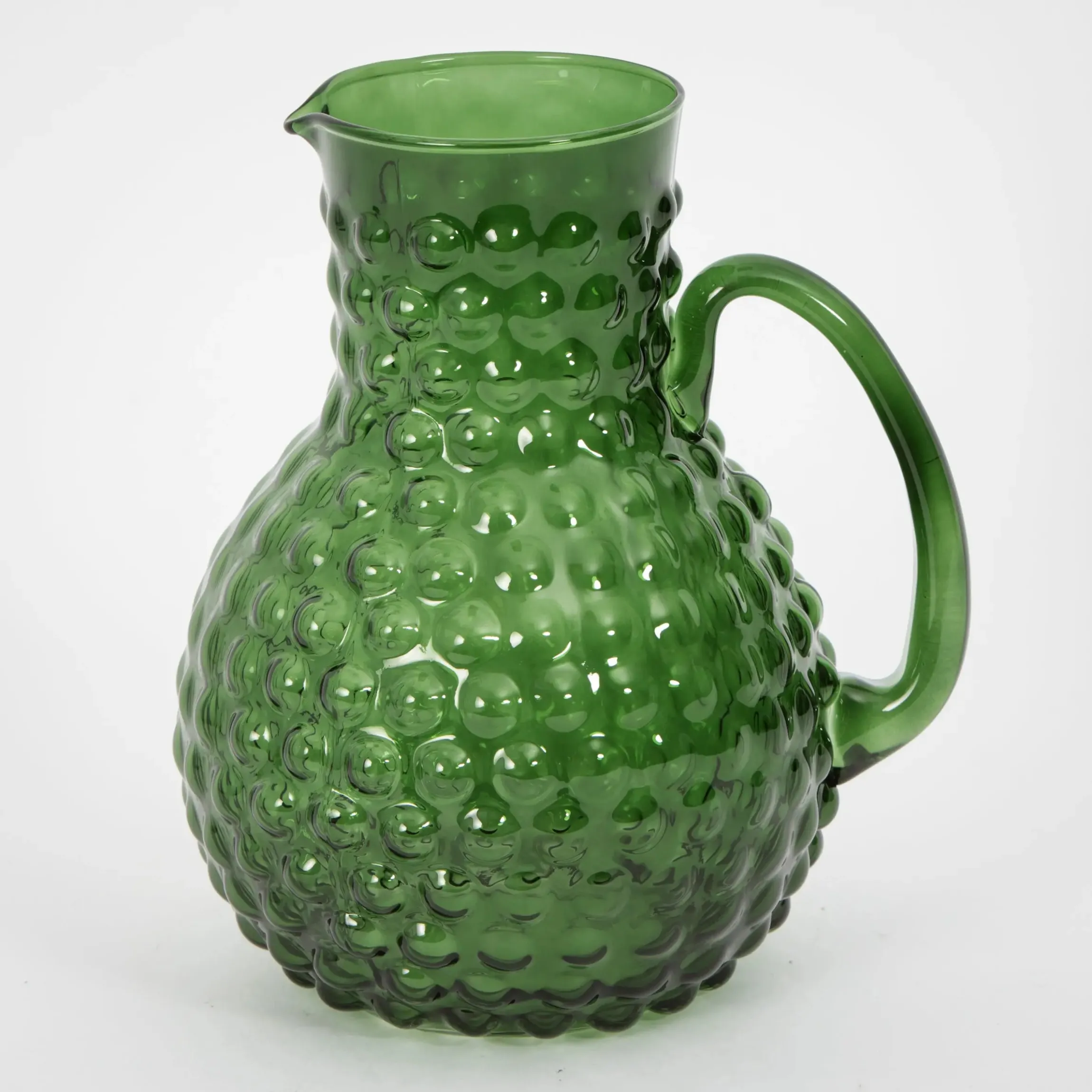 GigiandTom Bead Glass Drink Pitcher Green| Drink & Barware