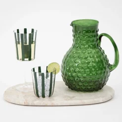 GigiandTom Bead Glass Drink Pitcher Green| Drink & Barware