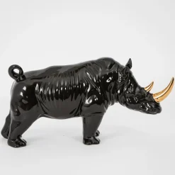 GigiandTom Black Rhino Ceramic Sculpture| Decor