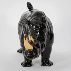 GigiandTom Black Rhino Ceramic Sculpture| Decor