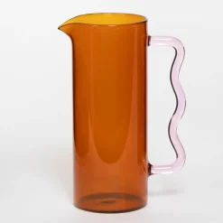 GigiandTom Boho Glass Drink Pitcher Amber/Pink| Drink & Barware
