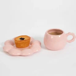 GigiandTom Botanica Ceramic Tea Cup & Saucer Pink| Kitchen & Dining