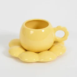 GigiandTom Botanica Ceramic Tea Cup & Saucer Yellow| Kitchen & Dining