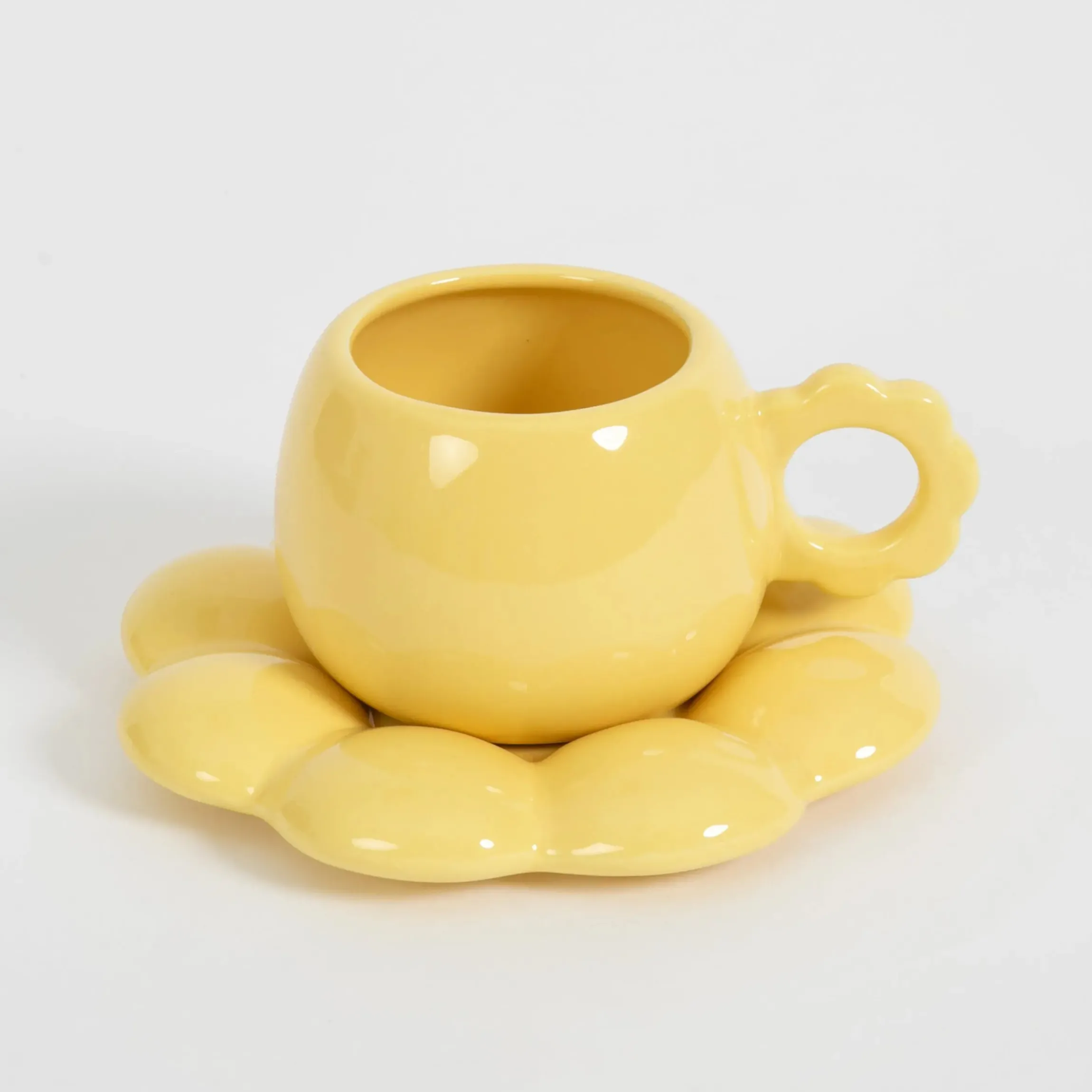 GigiandTom Botanica Ceramic Tea Cup & Saucer Yellow| Kitchen & Dining