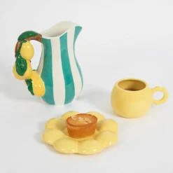 GigiandTom Botanica Ceramic Tea Cup & Saucer Yellow| Kitchen & Dining