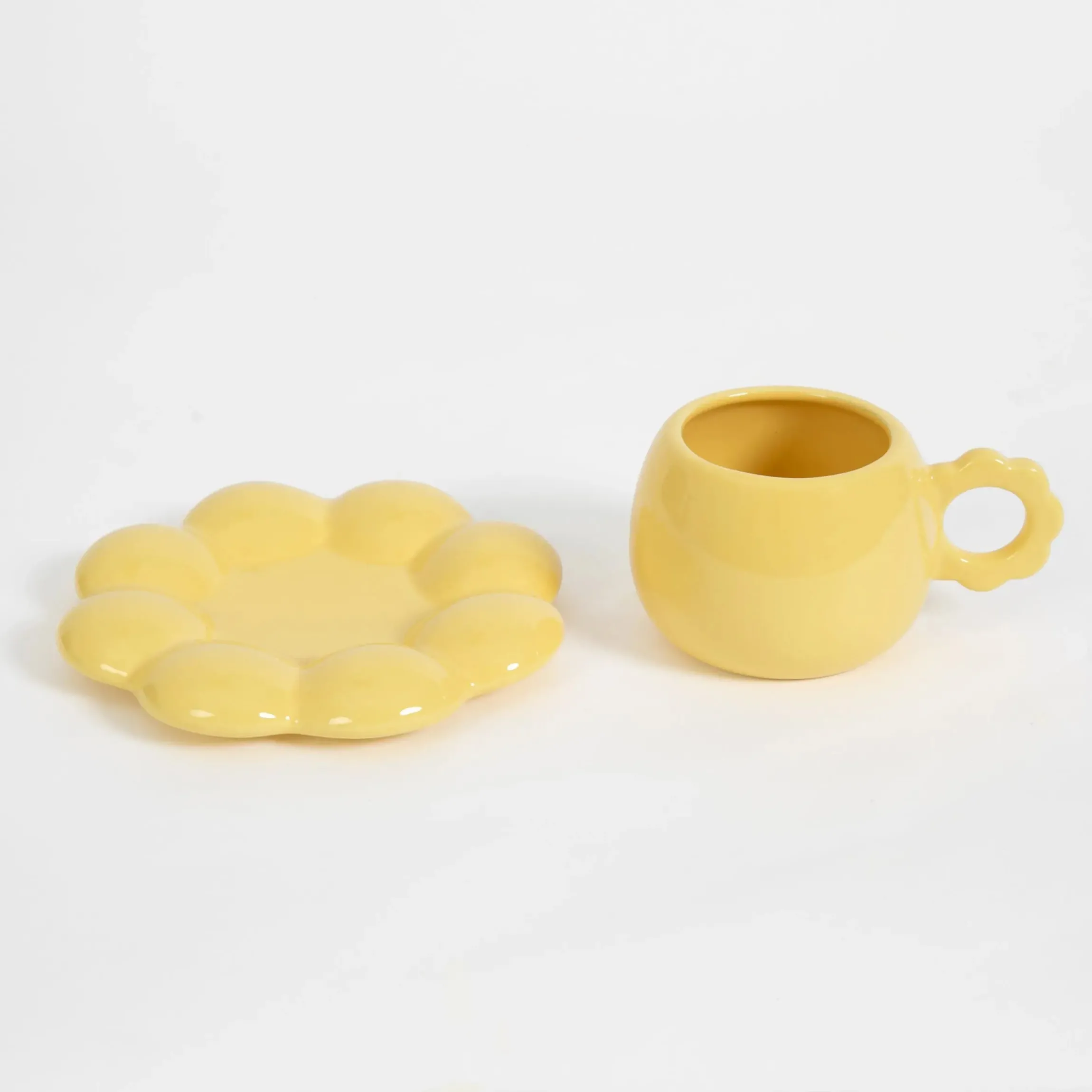 GigiandTom Botanica Ceramic Tea Cup & Saucer Yellow| Kitchen & Dining