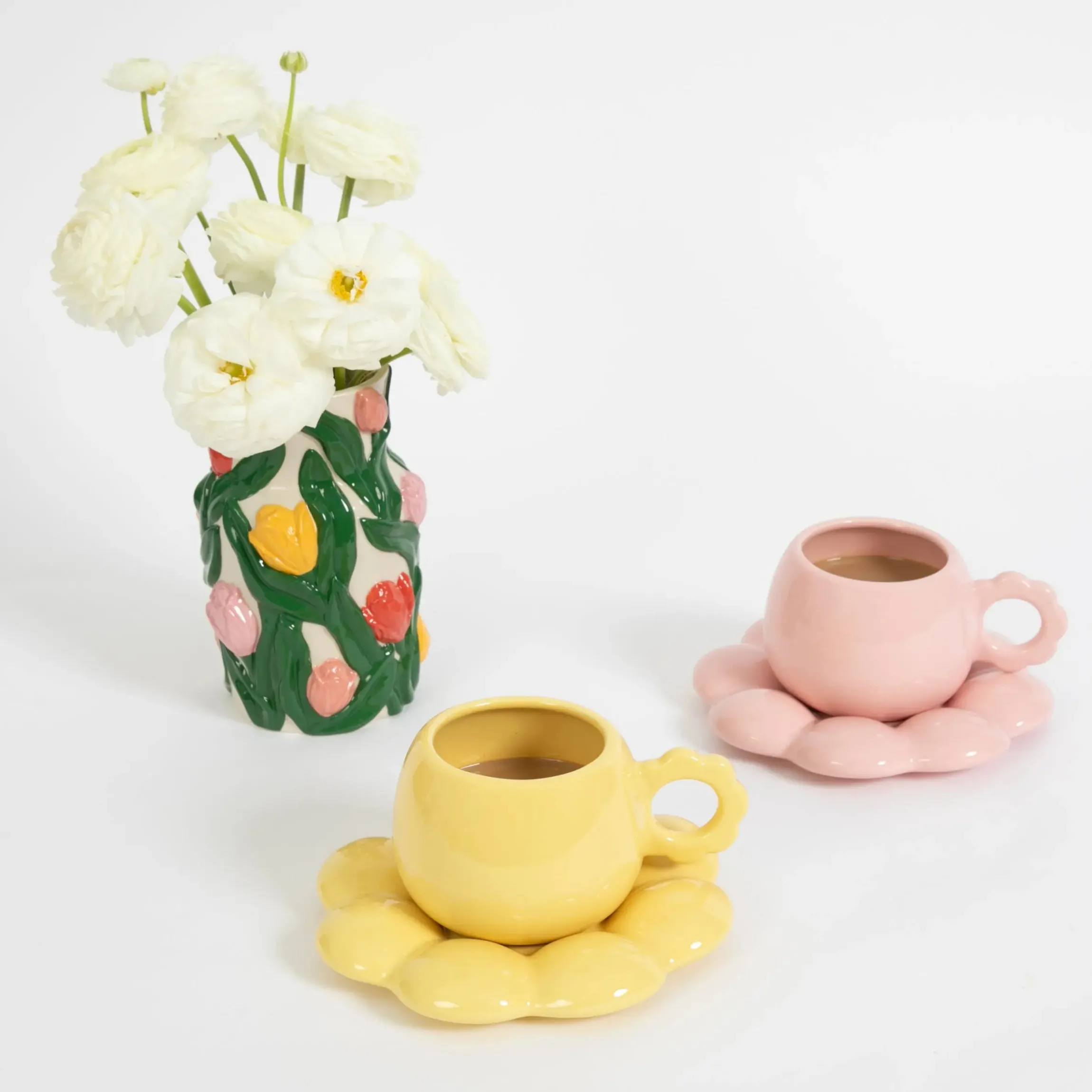 GigiandTom Botanica Ceramic Tea Cup & Saucer Yellow| Kitchen & Dining