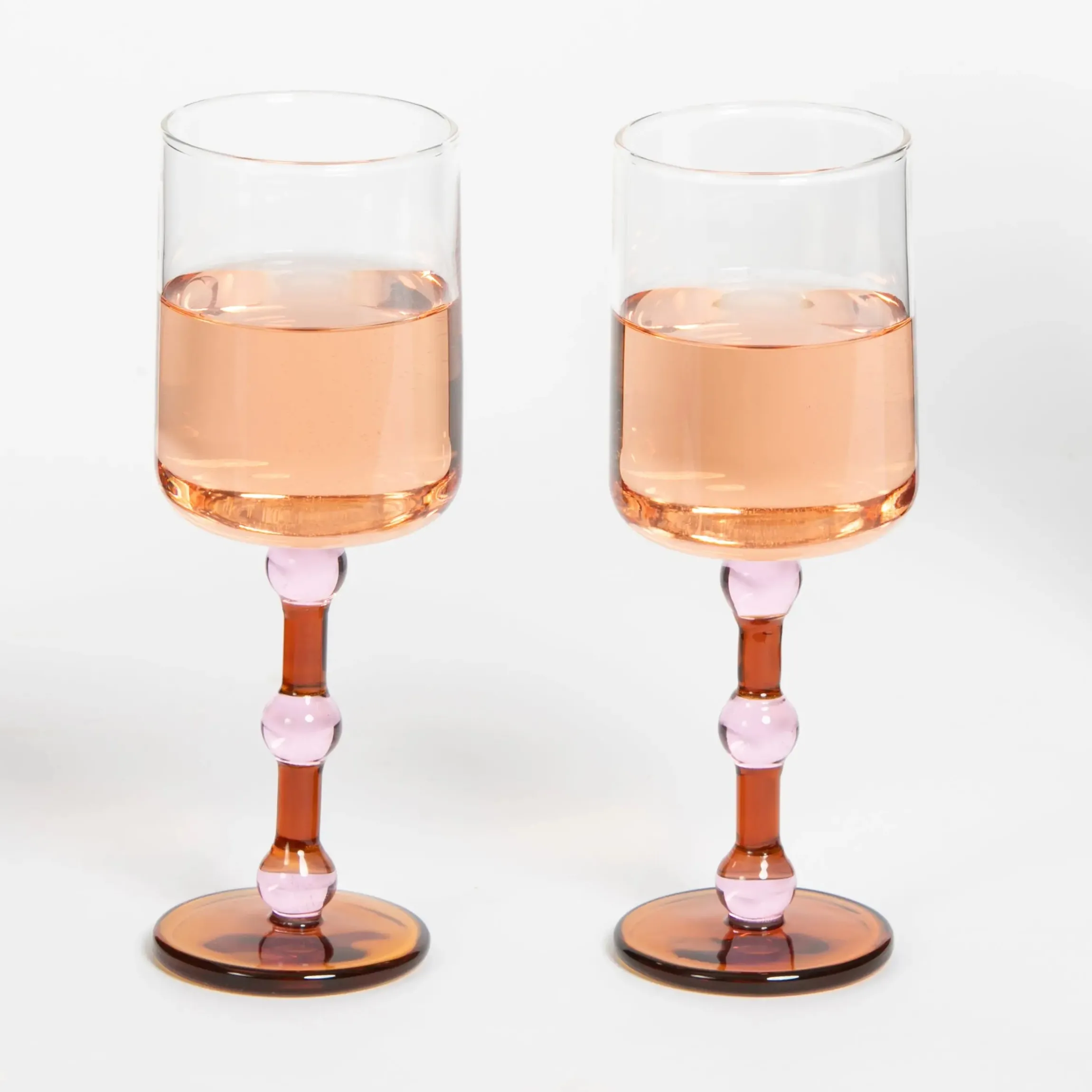 GigiandTom Bowline Wine Glass Set of 2 Pink/Amber| Drink & Barware