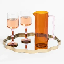 GigiandTom Bowline Wine Glass Set of 2 Pink/Amber| Drink & Barware