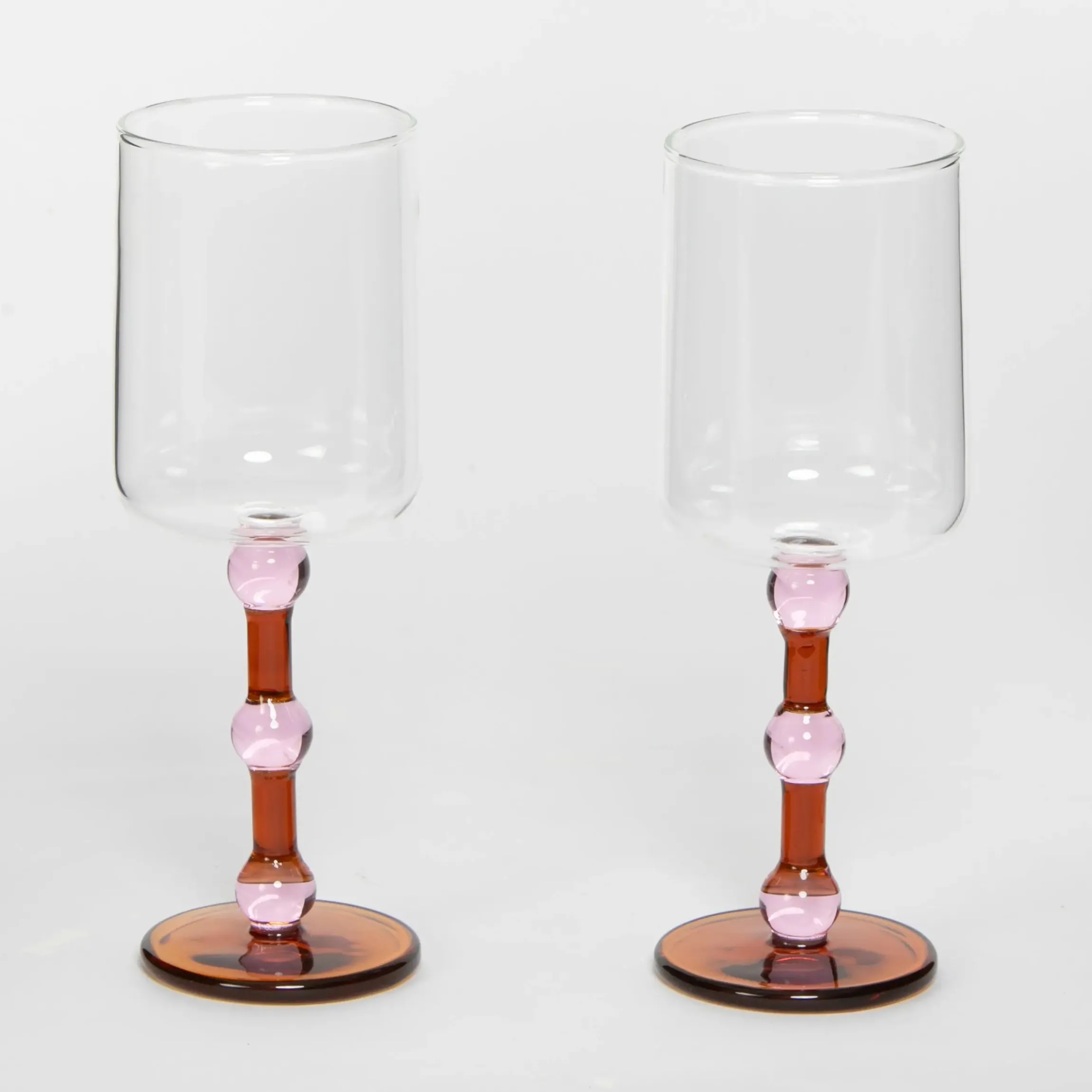 GigiandTom Bowline Wine Glass Set of 2 Pink/Amber| Drink & Barware
