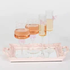 GigiandTom Bow Wine Glass Clear Set Pink| Drink & Barware