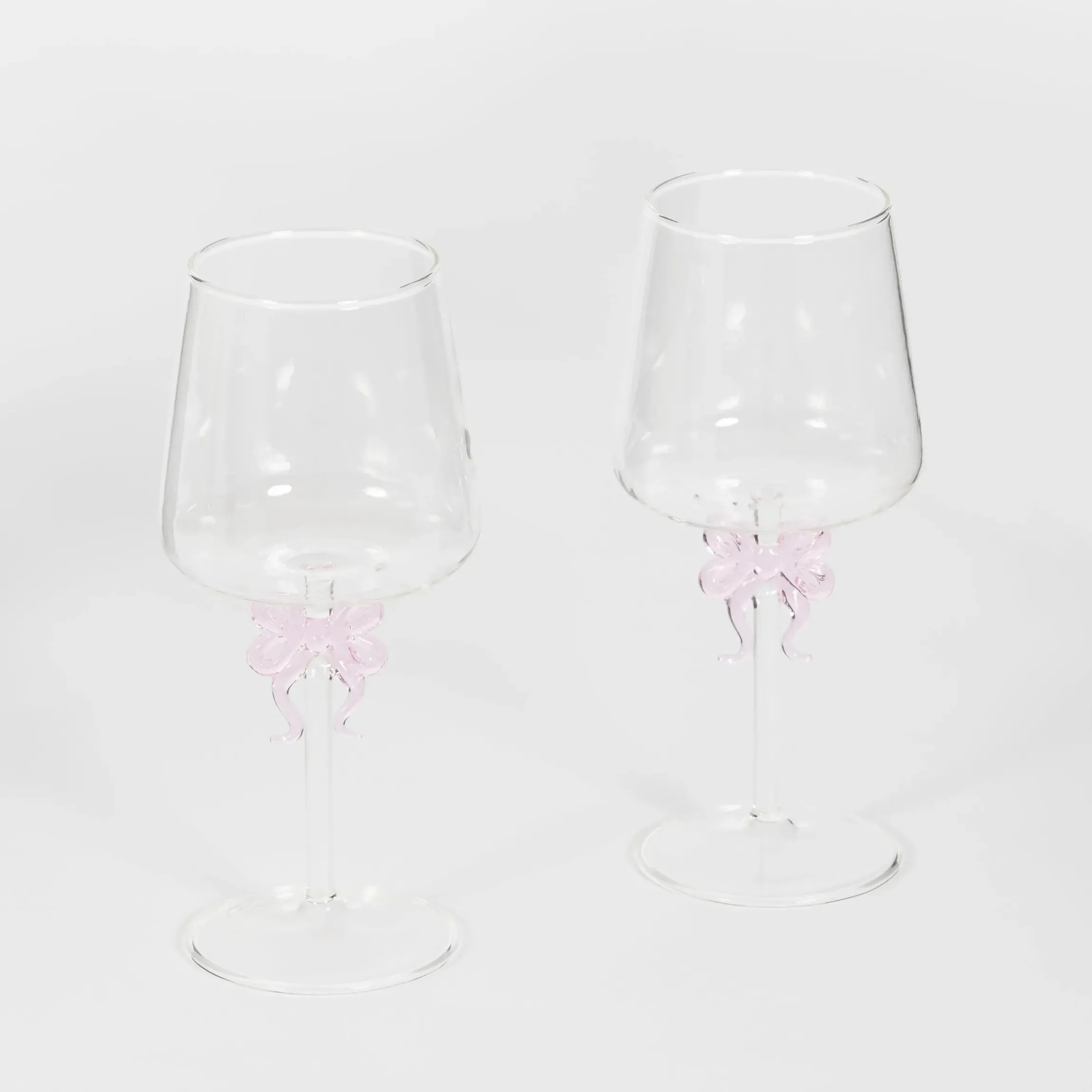 GigiandTom Bow Wine Glass Clear Set Pink| Drink & Barware