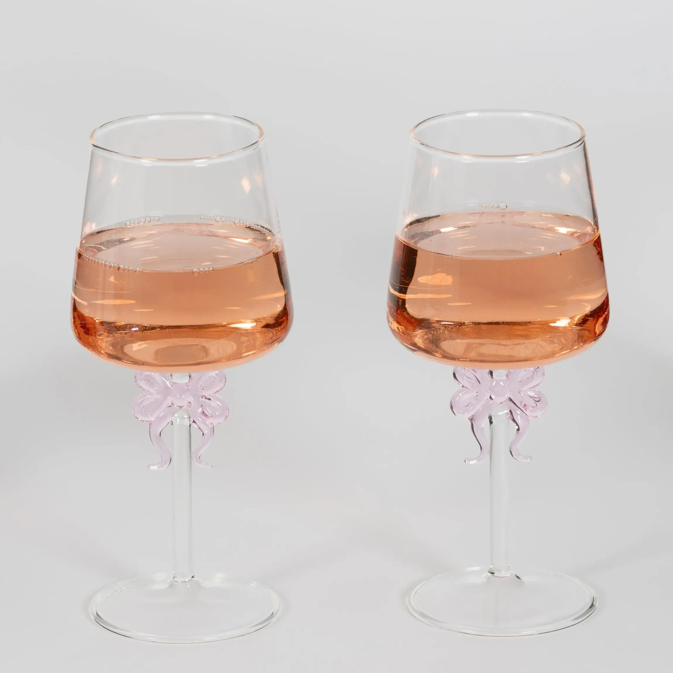 GigiandTom Bow Wine Glass Clear Set Pink| Drink & Barware