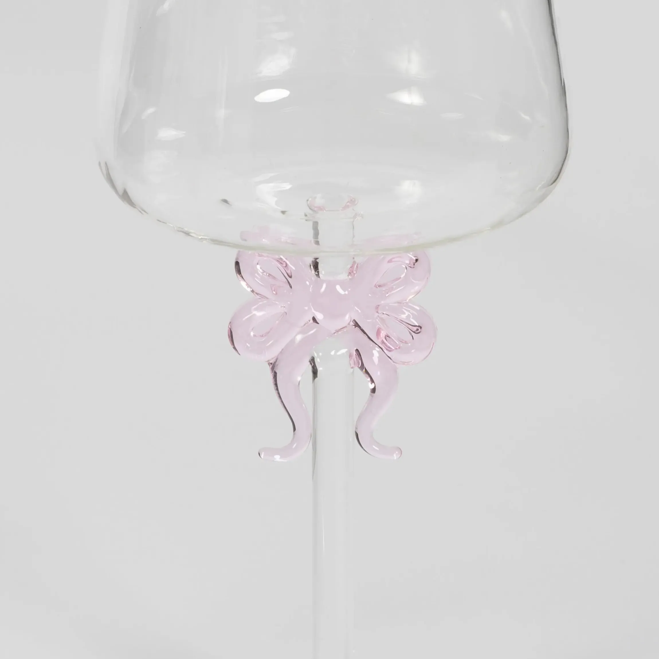 GigiandTom Bow Wine Glass Clear Set Pink| Drink & Barware