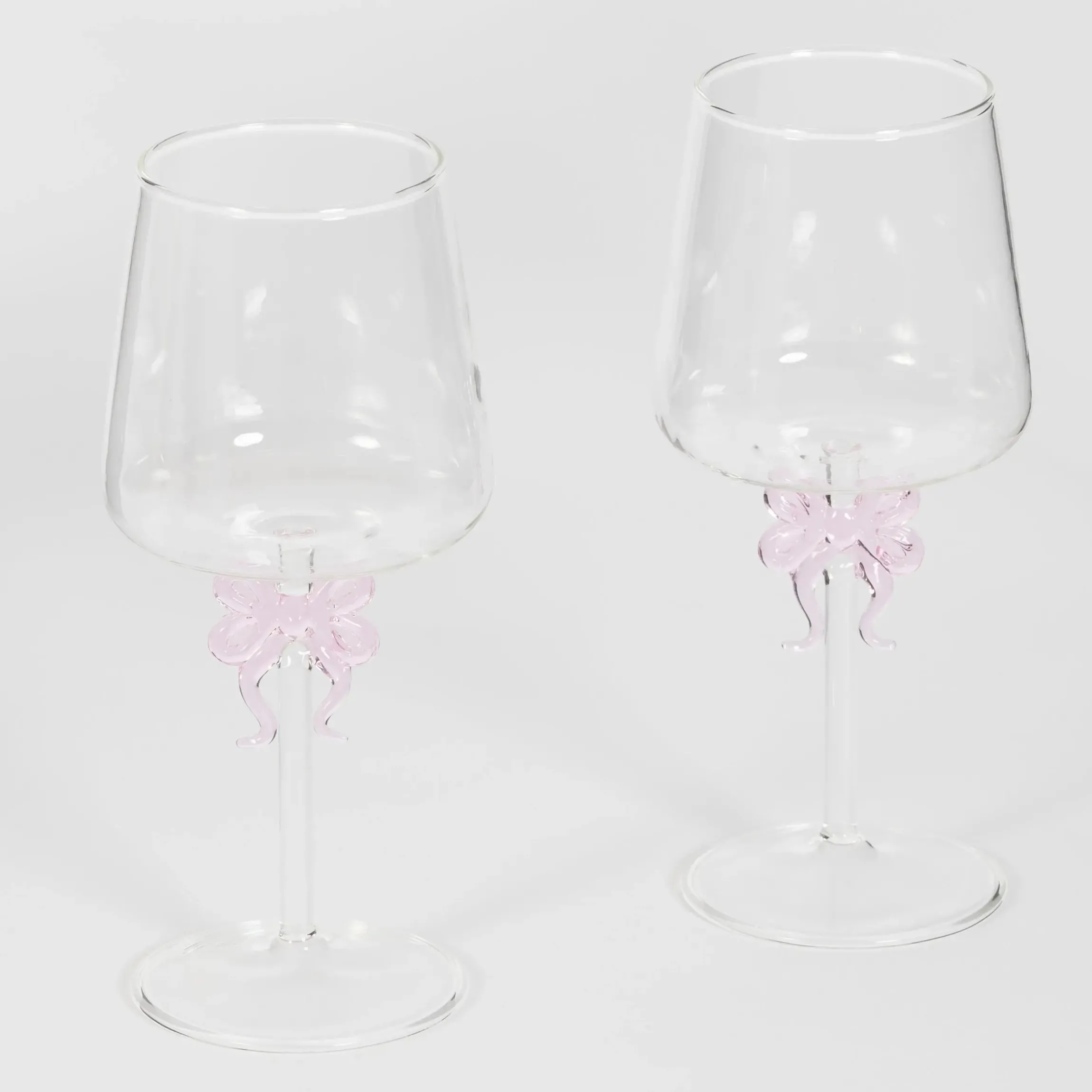 GigiandTom Bow Wine Glass Clear Set Pink| Drink & Barware