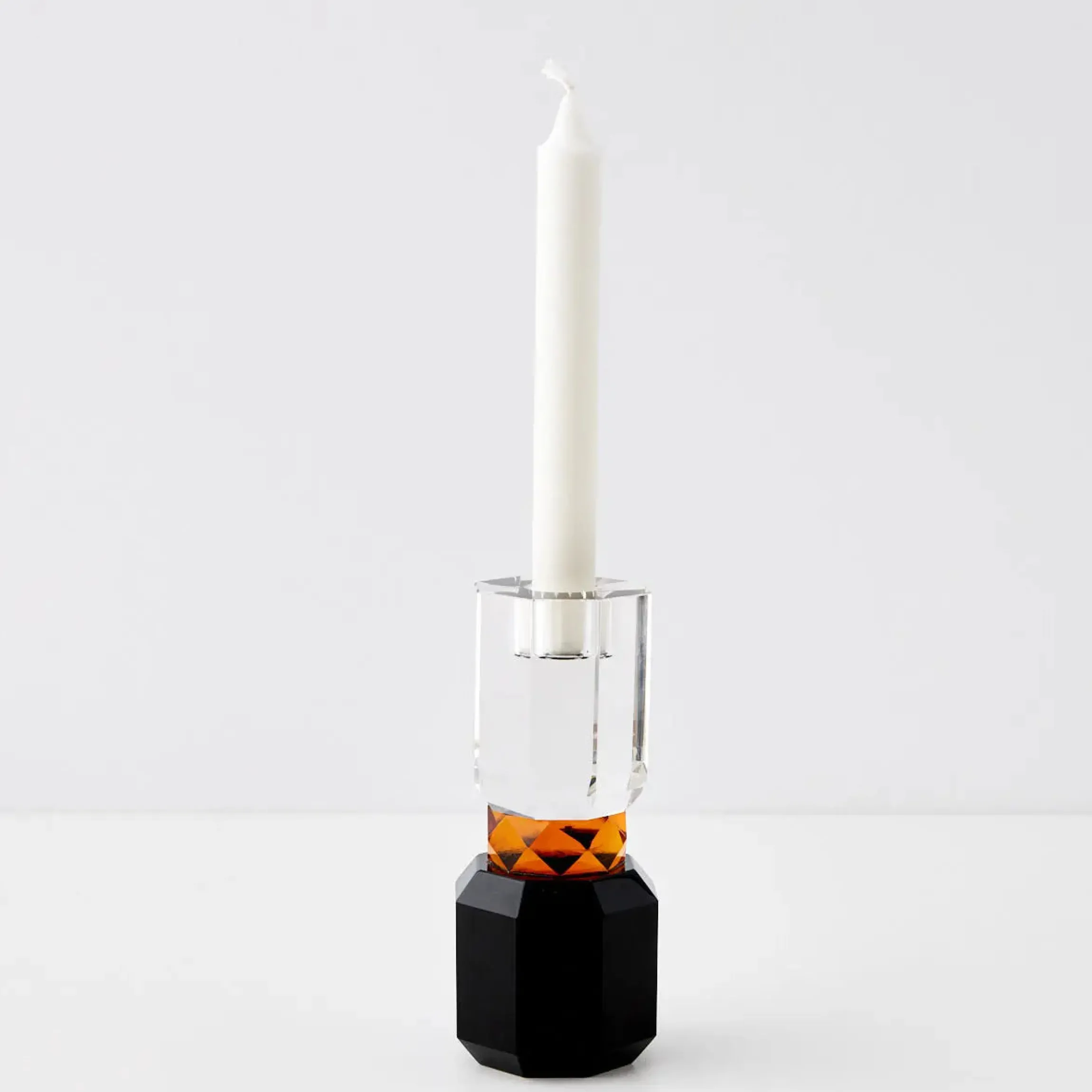 GigiandTom Brilliant Crystal Taper Candle Holder Clear Black| Candles & Candle Holders