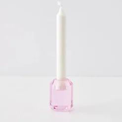 GigiandTom Briolette Crystal Taper Candle Holder Pink| Candles & Candle Holders