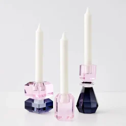 GigiandTom Briolette Crystal Taper Candle Holder Pink| Candles & Candle Holders