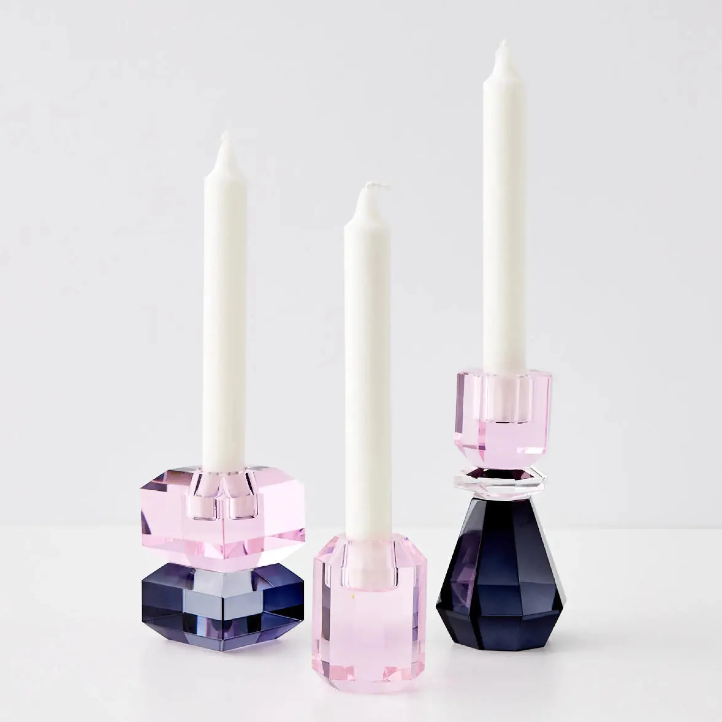 GigiandTom Briolette Crystal Taper Candle Holder Pink| Candles & Candle Holders