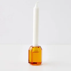 GigiandTom Briolette Crystal Taper Candle Holder Amber| Candles & Candle Holders