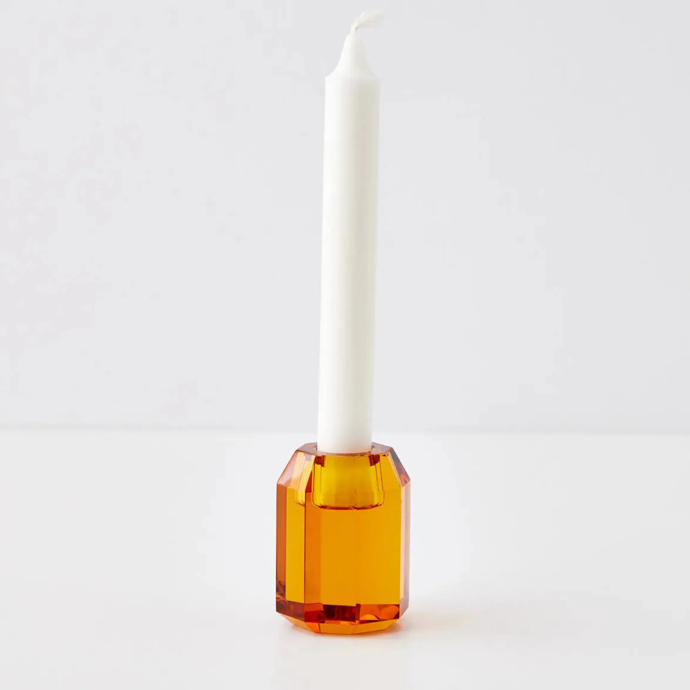 GigiandTom Briolette Crystal Taper Candle Holder Amber| Candles & Candle Holders