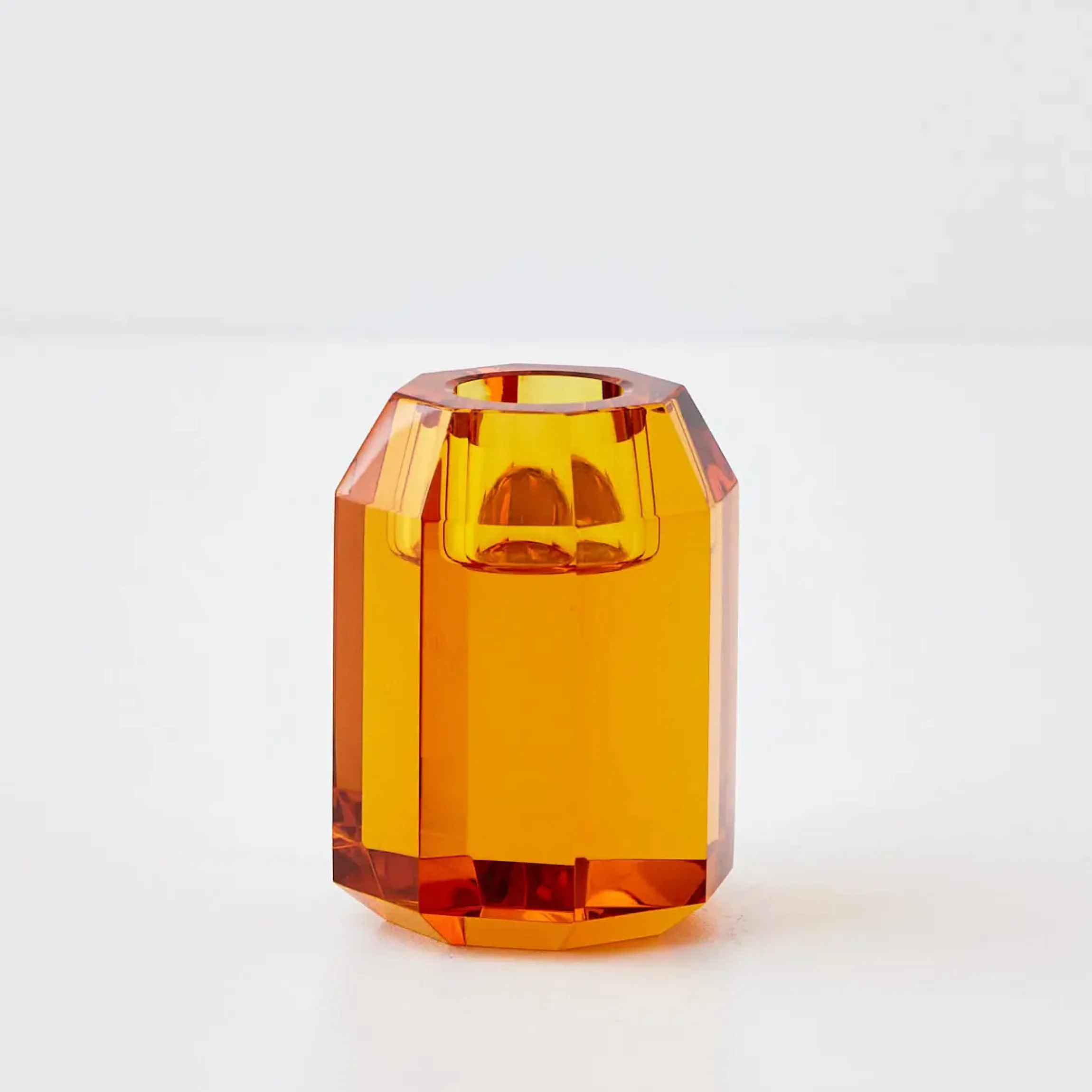 GigiandTom Briolette Crystal Taper Candle Holder Amber| Candles & Candle Holders