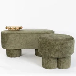 GigiandTom Chubby Chenille Bench Seat Green| Furniture, Mirrors & Lighting