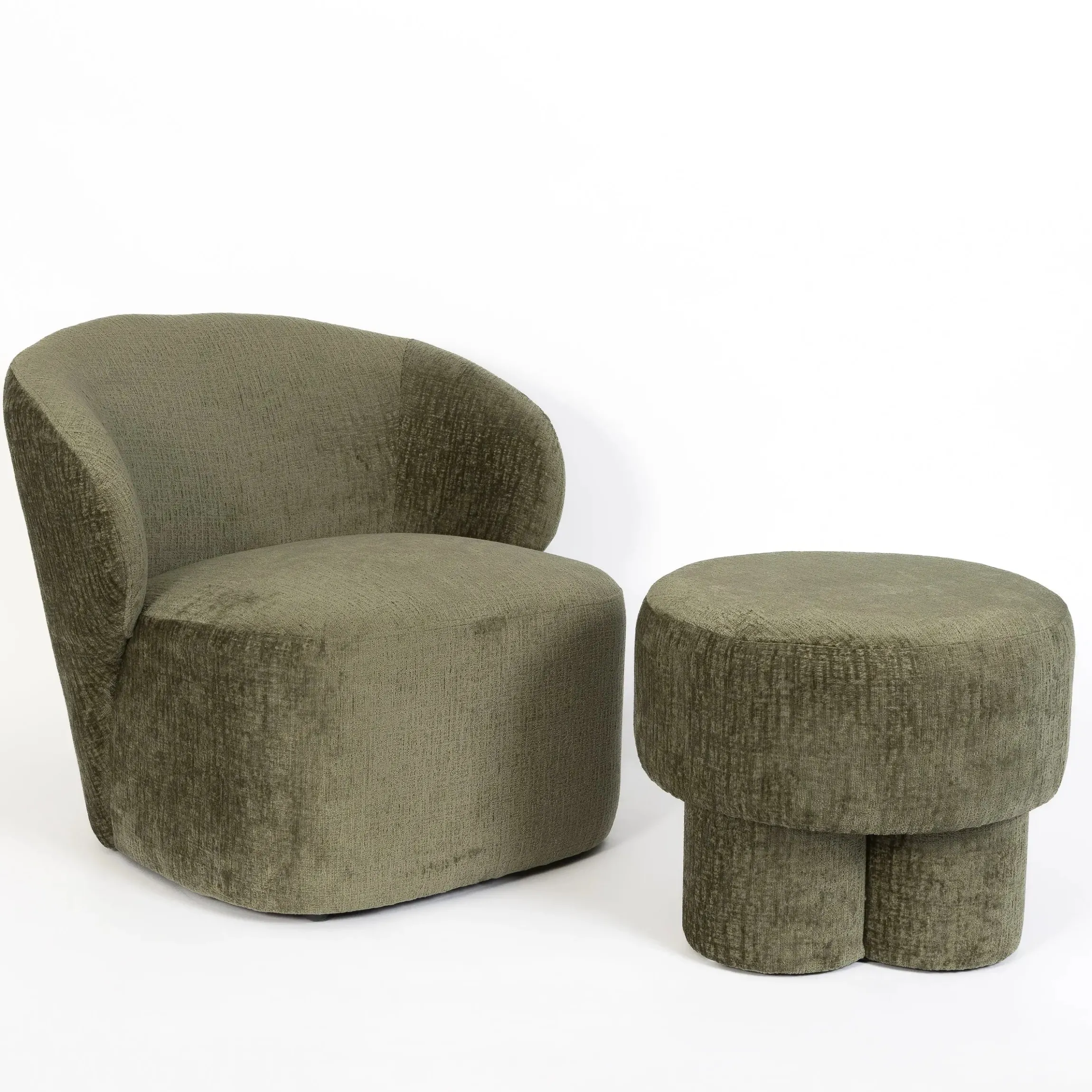 GigiandTom Chubby Chenille Ottoman Green| Furniture, Mirrors & Lighting