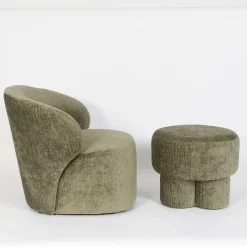 GigiandTom Chubby Chenille Ottoman Green| Furniture, Mirrors & Lighting