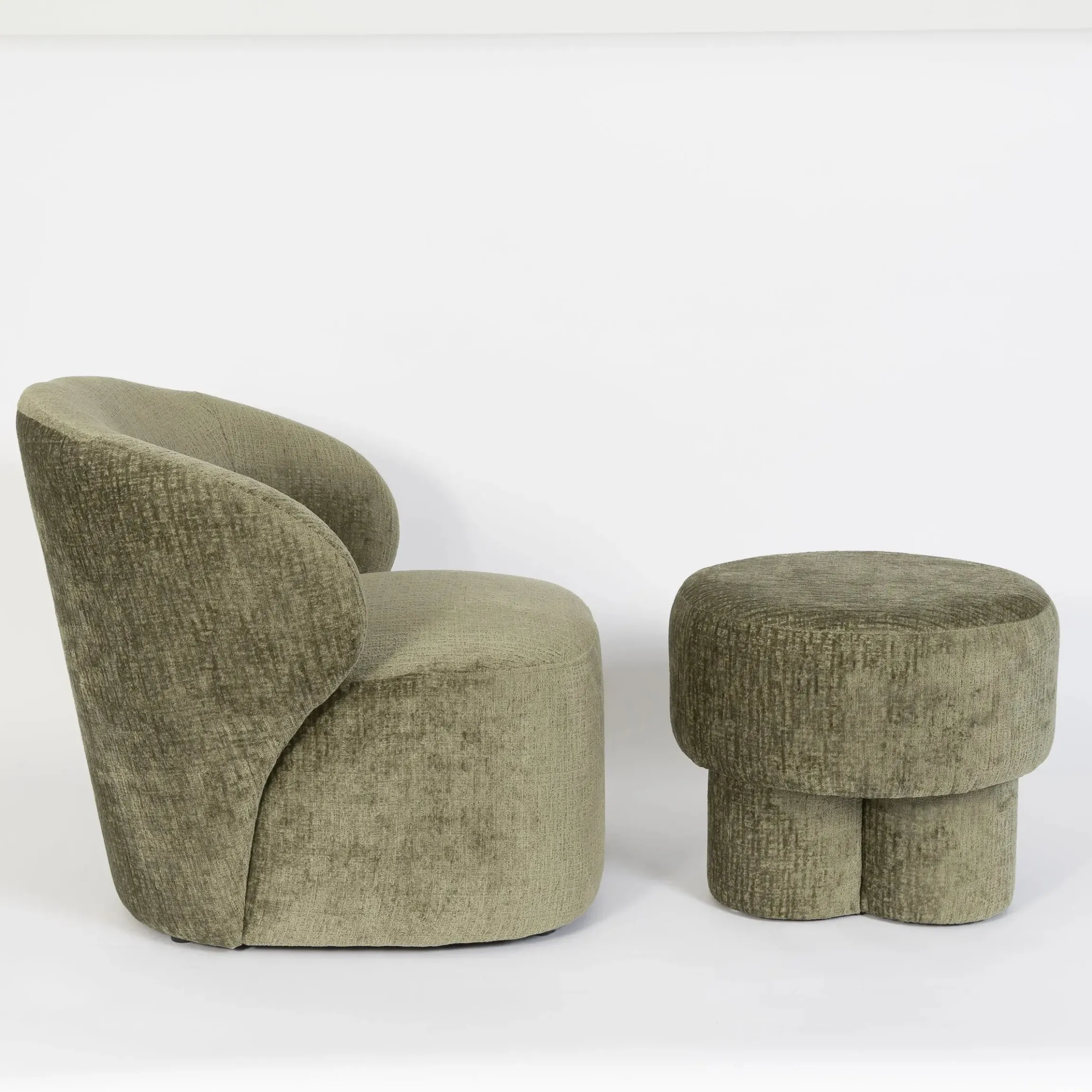 GigiandTom Chubby Chenille Ottoman Green| Furniture, Mirrors & Lighting