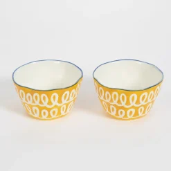 GigiandTom Curly Wurly Ceramic Side Bowl Set of 2 Yellow| Kitchen & Dining