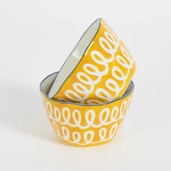 GigiandTom Curly Wurly Ceramic Side Bowl Set of 2 Yellow| Kitchen & Dining