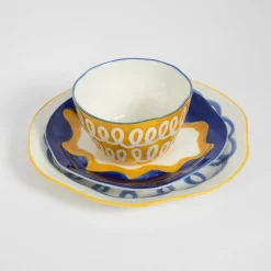 GigiandTom Curly Wurly Ceramic Side Plate Set of 2 Blue| Kitchen & Dining