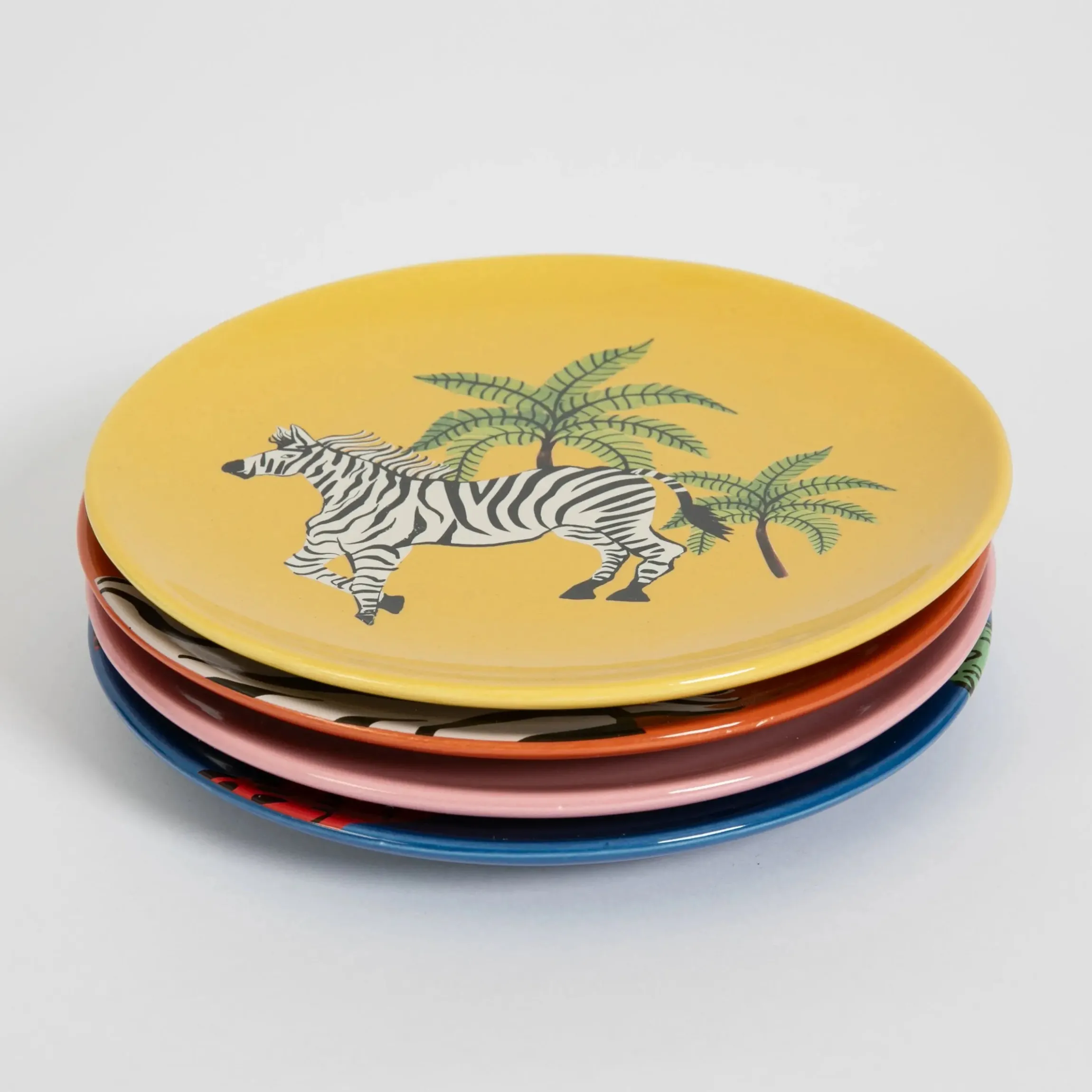 GigiandTom Jungle Rumble Assorted Ceramic Plate Set of 4| Kitchen & Dining