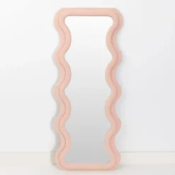 GigiandTom Kinked Wavy Boucle Full Length Mirror Pink| Furniture, Mirrors & Lighting