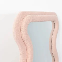 GigiandTom Kinked Wavy Boucle Full Length Mirror Pink| Furniture, Mirrors & Lighting