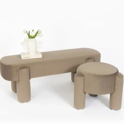 GigiandTom Lego Velvet Bench Seat Taupe| Furniture, Mirrors & Lighting