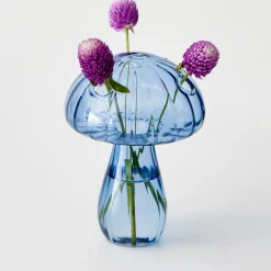 GigiandTom Mushroom Coloured Glass Vase Blue| Vases & Planters