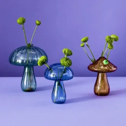 GigiandTom Mushroom Coloured Glass Vase Blue| Vases & Planters